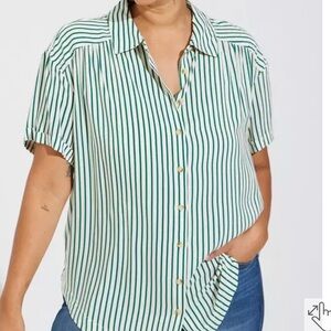 NWT Torrid Challis Short Sleeve Button Up Shirt Striped 3X